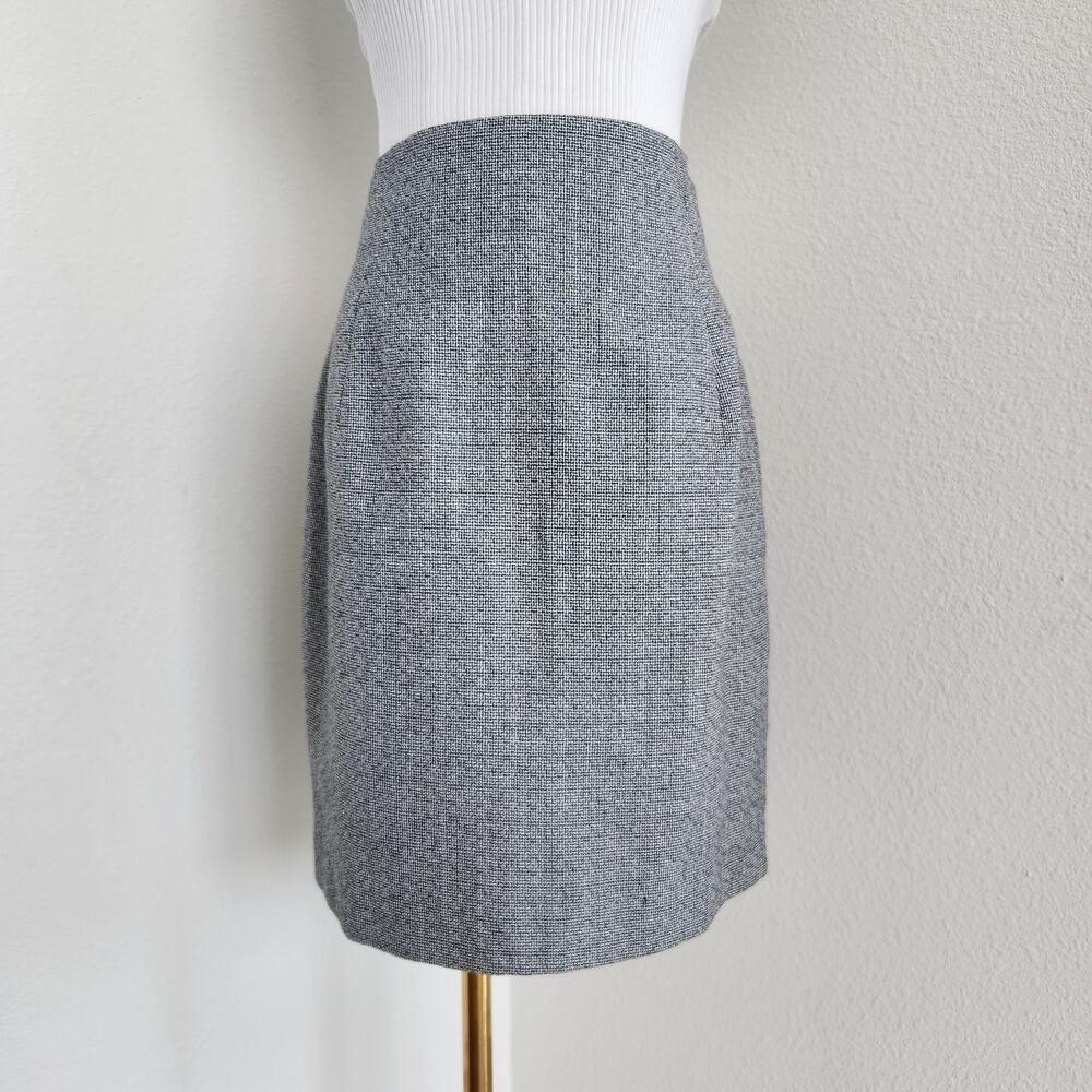 Vintage 90s Harris Wallace Black White Houndstooth Pencil Skirt High Rise 8 10